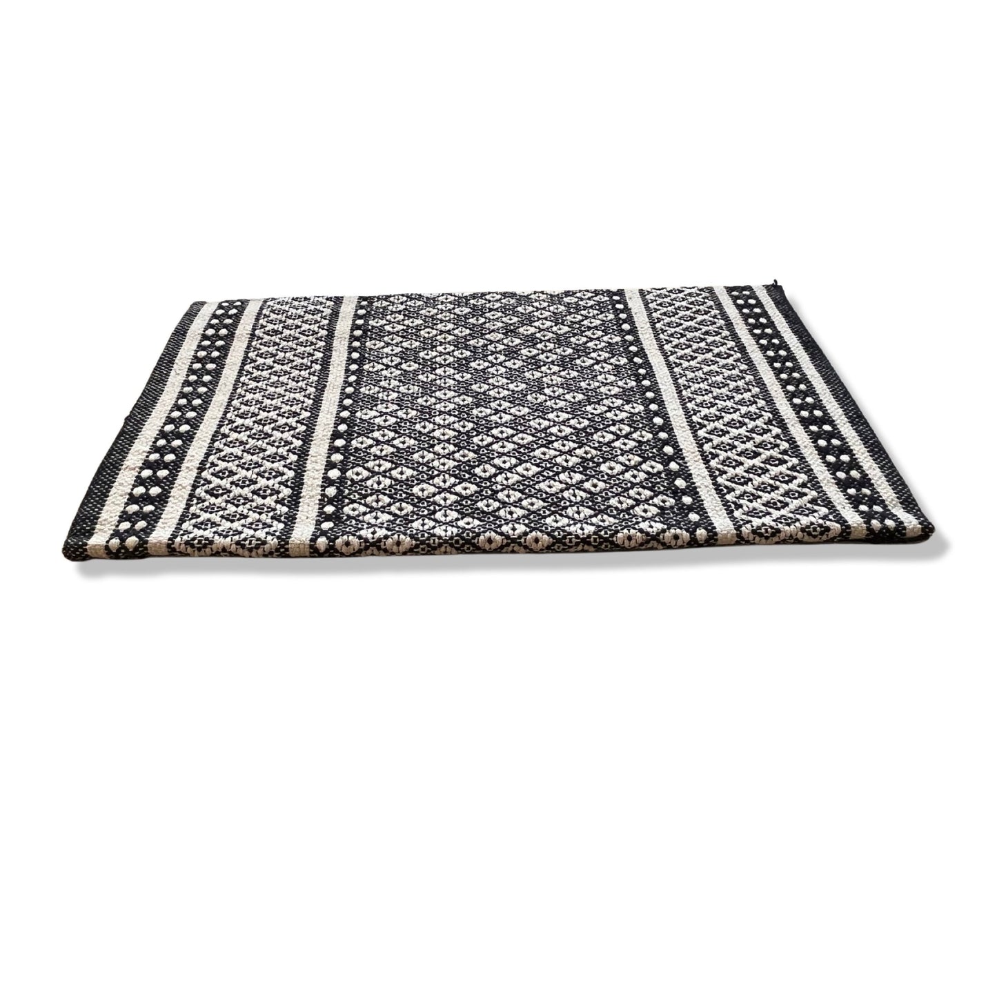 Hand-Woven Cotton Kitchen Rug, Neutral Artisan Floor Mat, Elegant Home Decor, Housewarming Gift