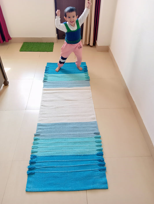 Organic Hand-Loomed Yoga Rug Eco-Friendly Plant-Dyed Cotton Non-Slip Mat for Mindful Practice & Wellness Gift