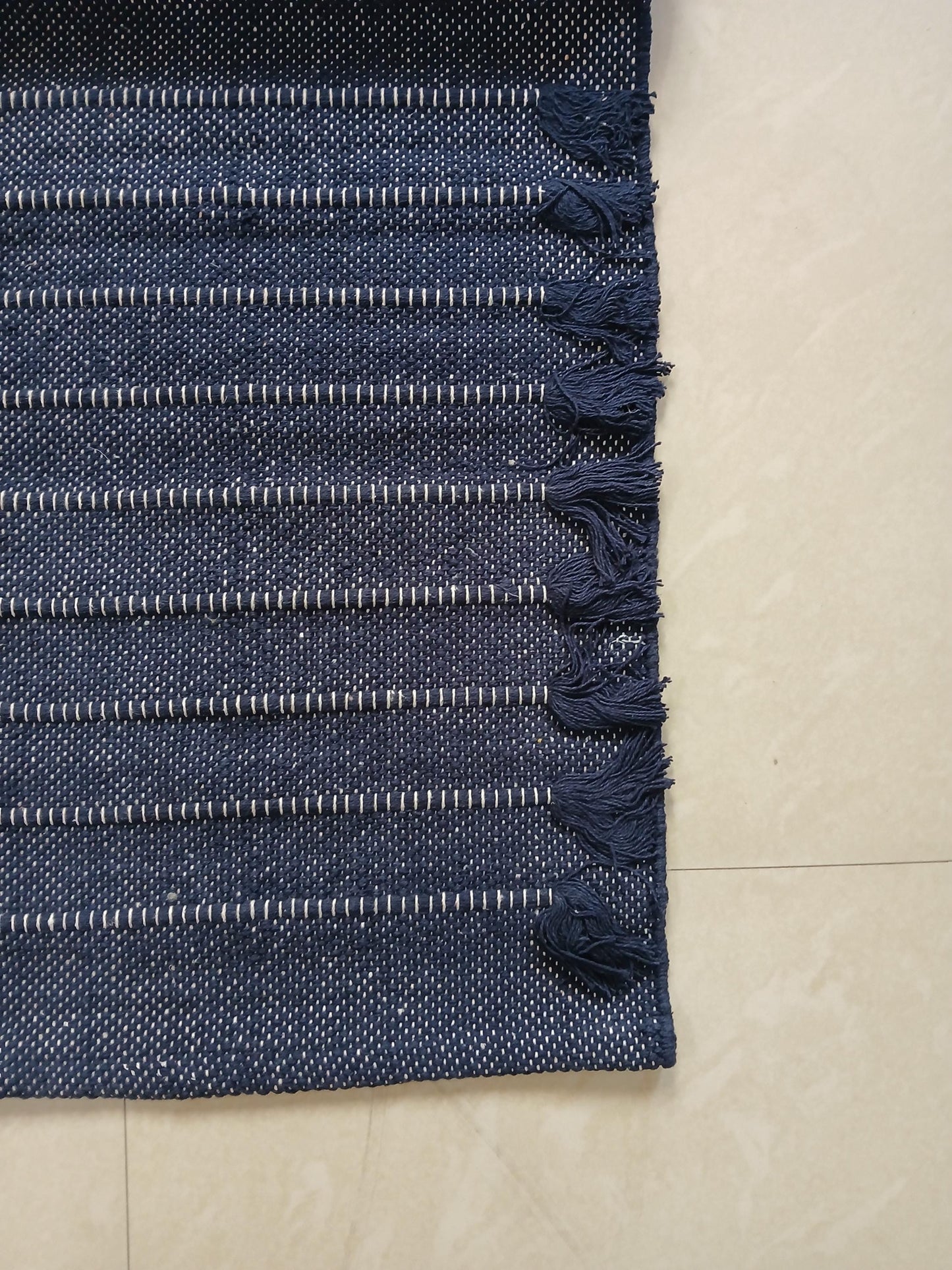 Esterilla de yoga de algodón azul de 24x72 | Alfombra de yoga orgánica | Esterilla de meditación para el suelo | Alfombra de yoga antideslizante ecológica | Decoración de hogar bohemia