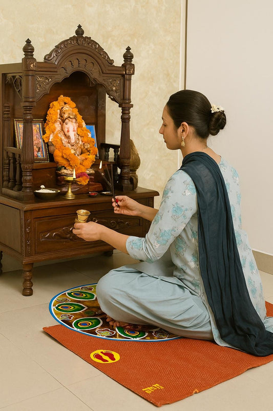 Cotton Prayer Mat 24x24, Meditation Aasan Rug, Anti Skid Spiritual Mat, Organic Cotton Floor Mat, Yoga Meditation Cushion Base