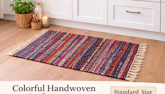 Alfombra de Cocina de Algodón Tejida a Mano | Impermeable y Antideslizante | 61 x 91 cm | Esencial Ecológico para el Hogar