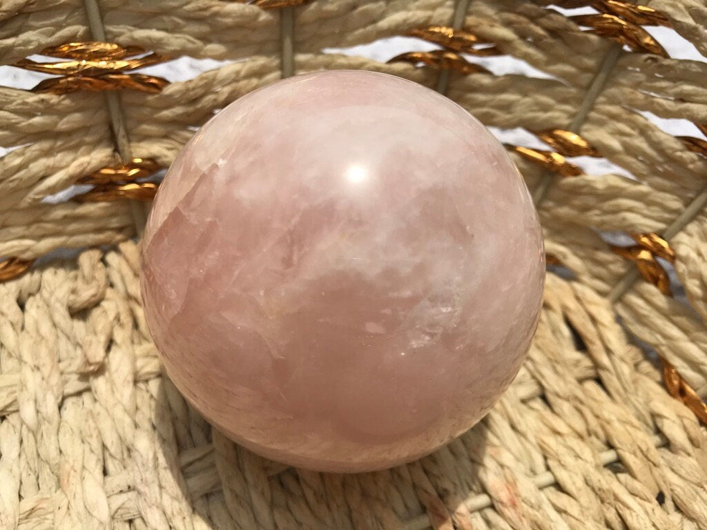 Genuine Rose Quartz Sphere, Handcrafted Healing Crystal, Symbol of Unconditional Love, Unique Gift for Emotional Support