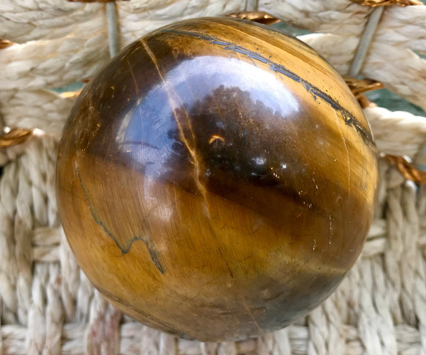 Tiger Eye Sphere - Embrace the Power and Courage of a Tiger, Healing Crystal for Protection, Clarity, and Confidence, Root