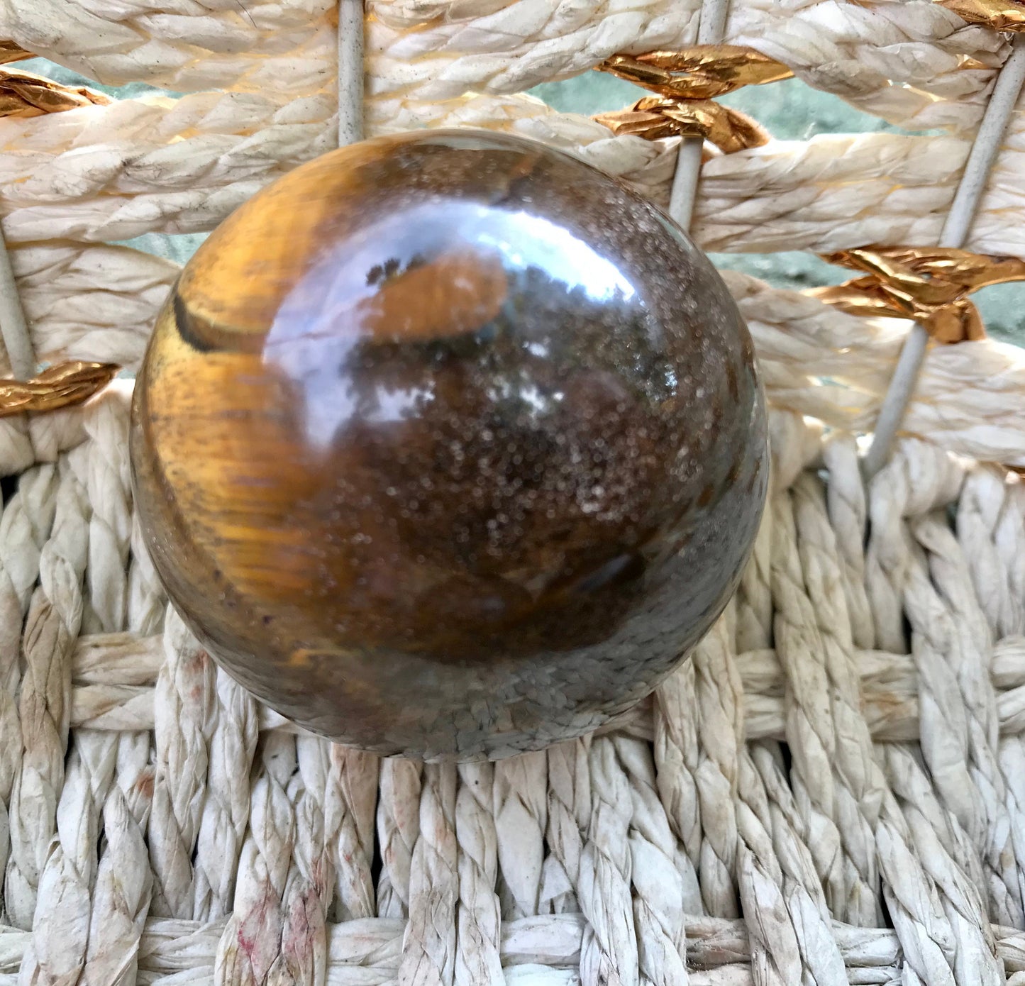 Tiger Eye Sphere - Embrace the Power and Courage of a Tiger, Healing Crystal for Protection, Clarity, and Confidence, Root