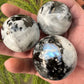 Natural Rainbow Moonstone Ball, 50mm Hand-Polished Gem, Serene Meditation Tool, Thoughtful Gift for Spiritual Seekers