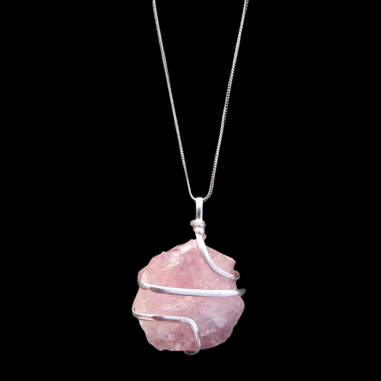 Rose Quartz Pendant | Raw Wire Wrapped Crystal Necklace | Healing Gemstone Jewelry for Anxiety & Love