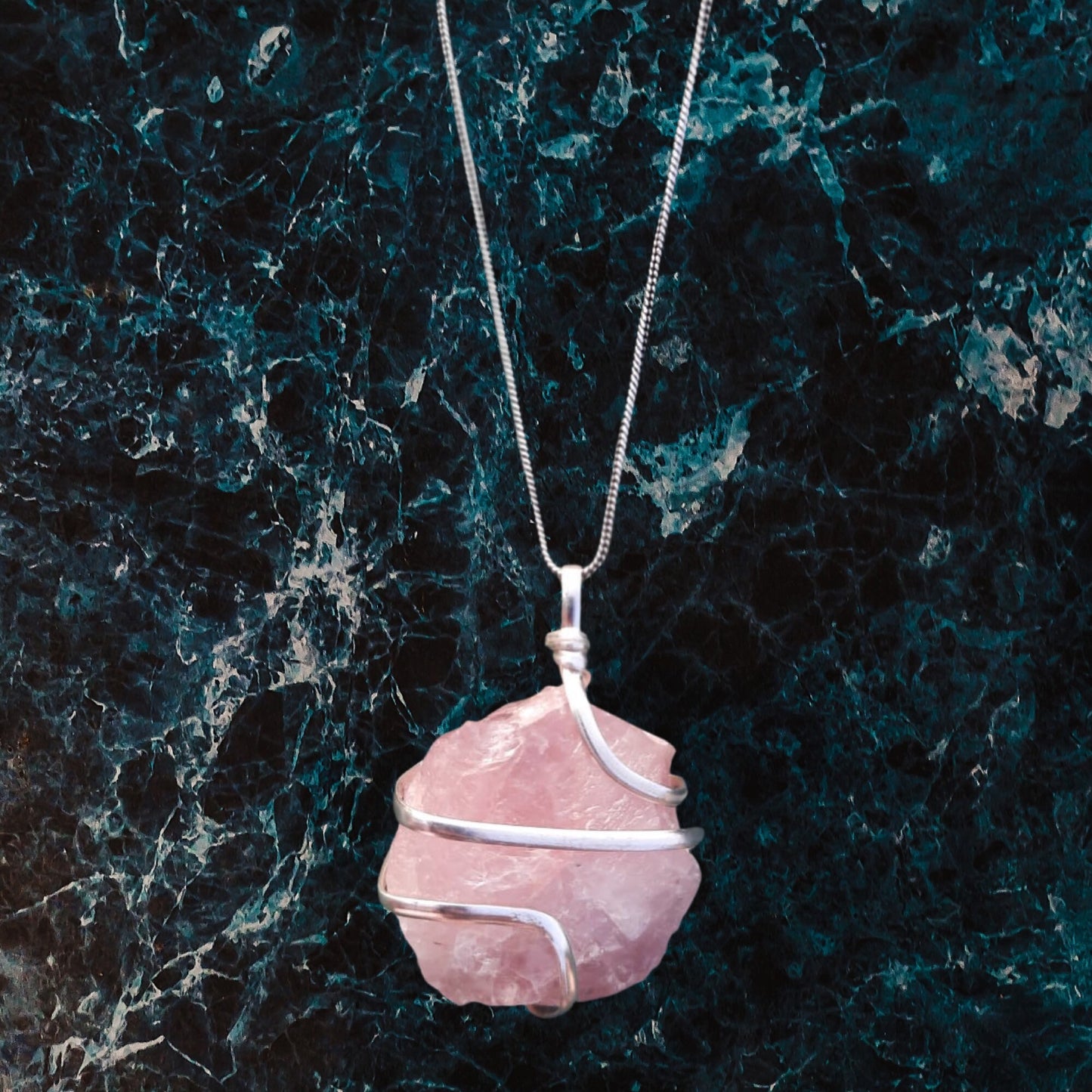 Rose Quartz Pendant | Raw Wire Wrapped Crystal Necklace | Healing Gemstone Jewelry for Anxiety & Love