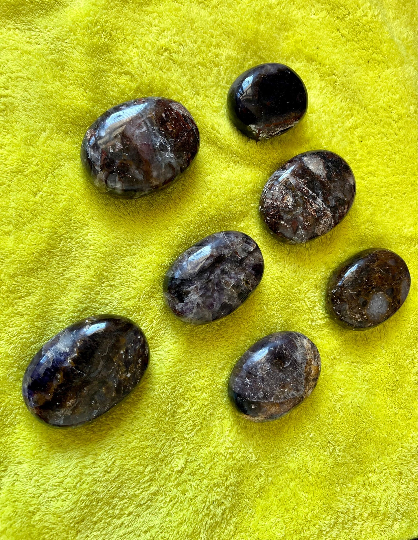 Super 7 Crystal Palm Stones, Polished Melody Crystals, Ideal for Reiki Healing, Perfect Spiritual Gift