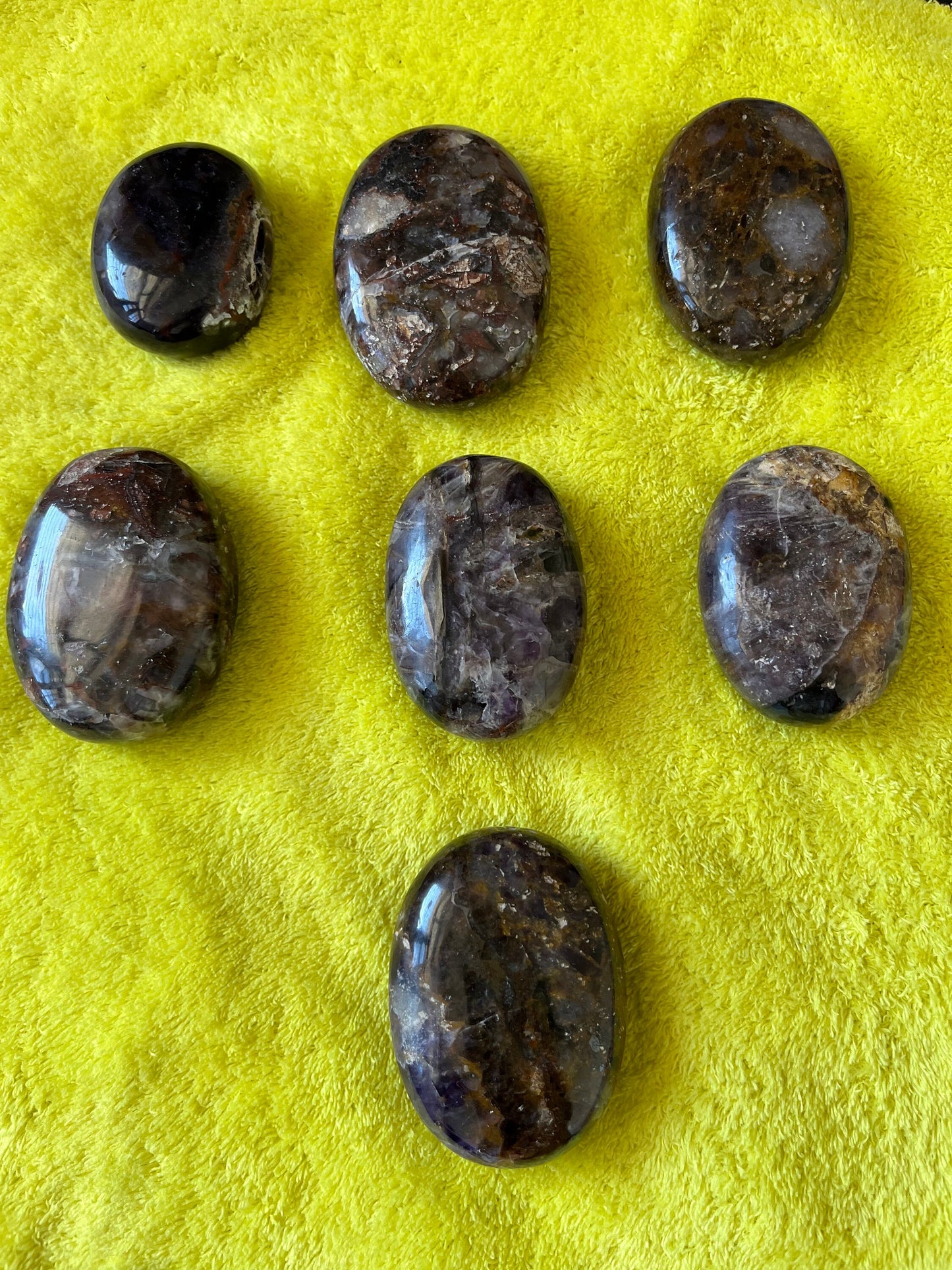 Super 7 Crystal Palm Stones, Polished Melody Crystals, Ideal for Reiki Healing, Perfect Spiritual Gift