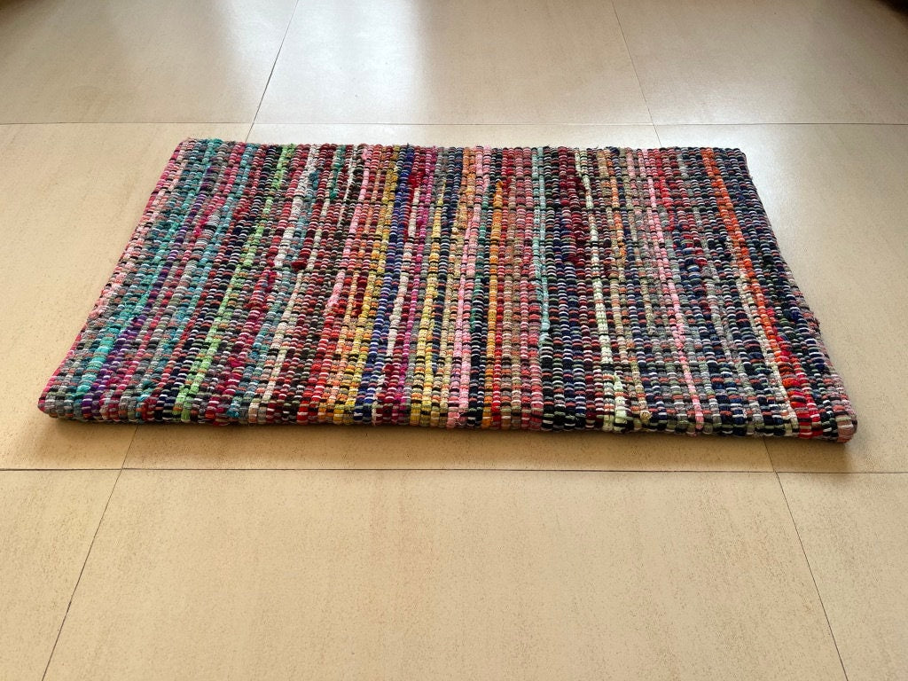 Alfombra de cocina de algodón tejida a mano | Impermeable y antideslizante | 18 x 30 pulgadas | Esencial para el hogar ecológico