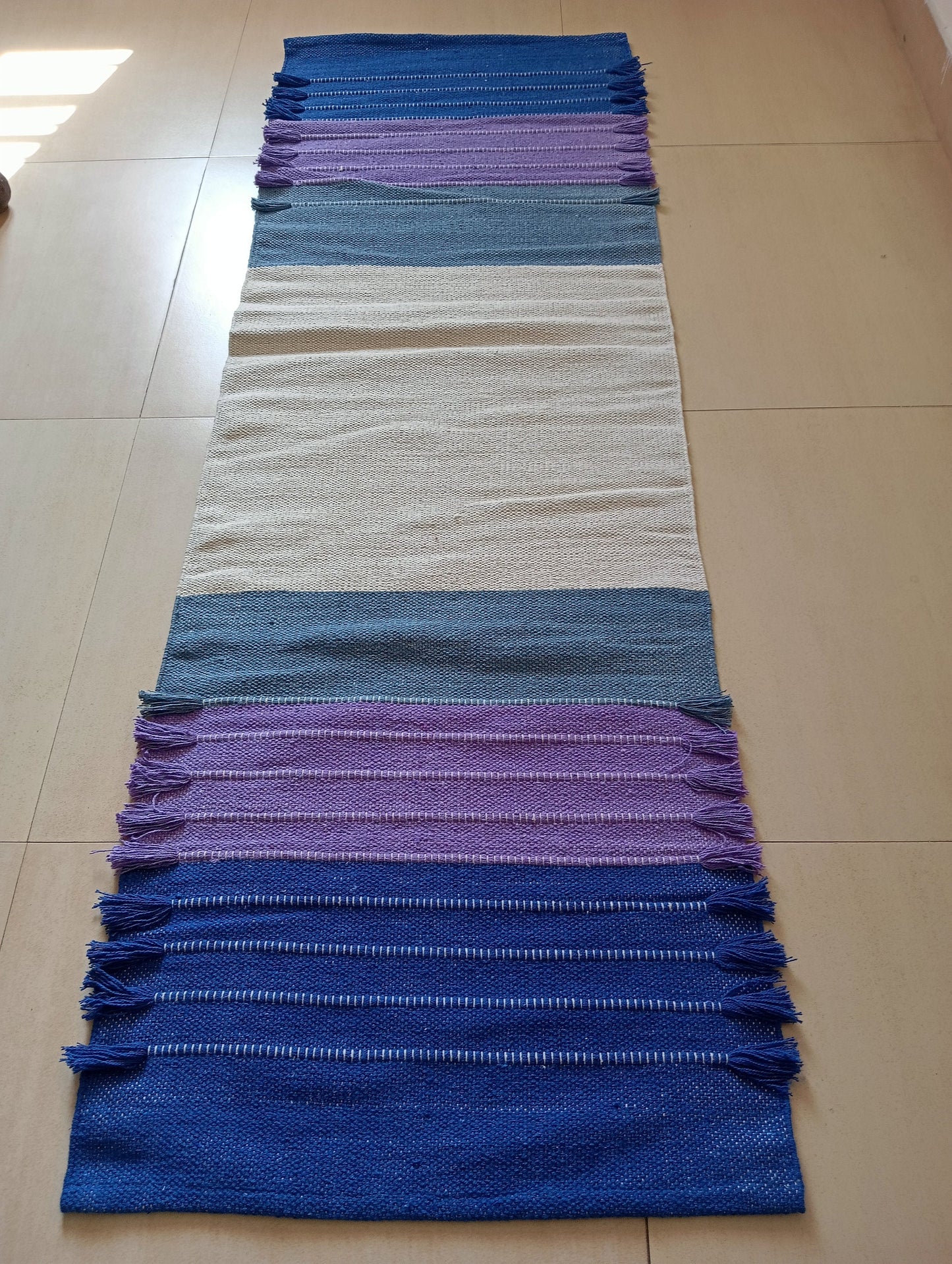 Esterilla de yoga de algodón orgánico tejida a mano – Antideslizante, 72x24