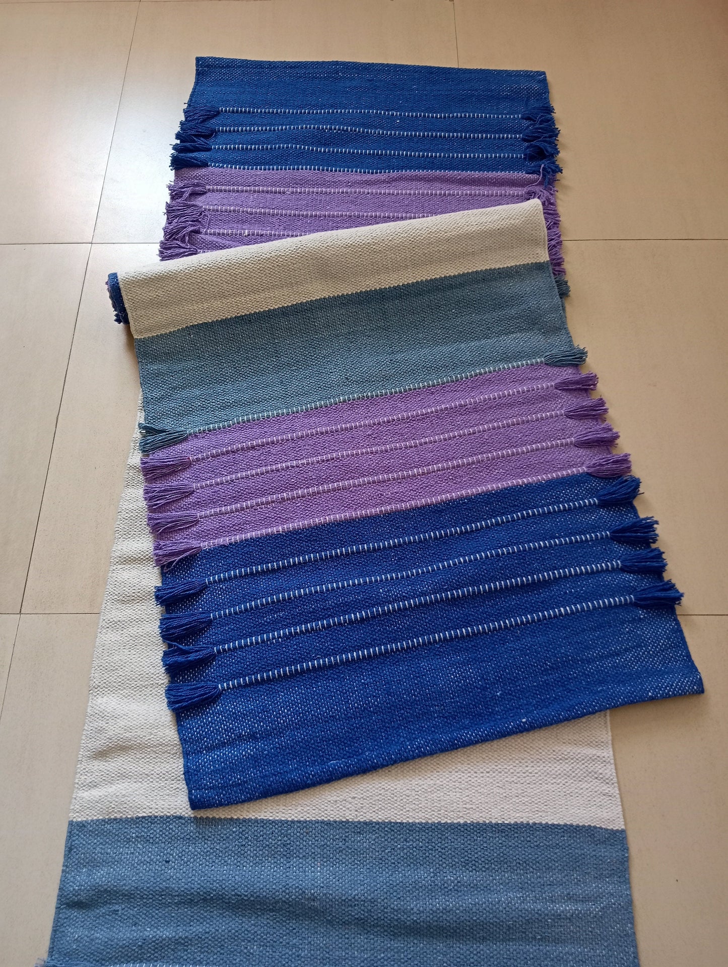 Esterilla de yoga de algodón orgánico tejida a mano – Antideslizante, 72x24