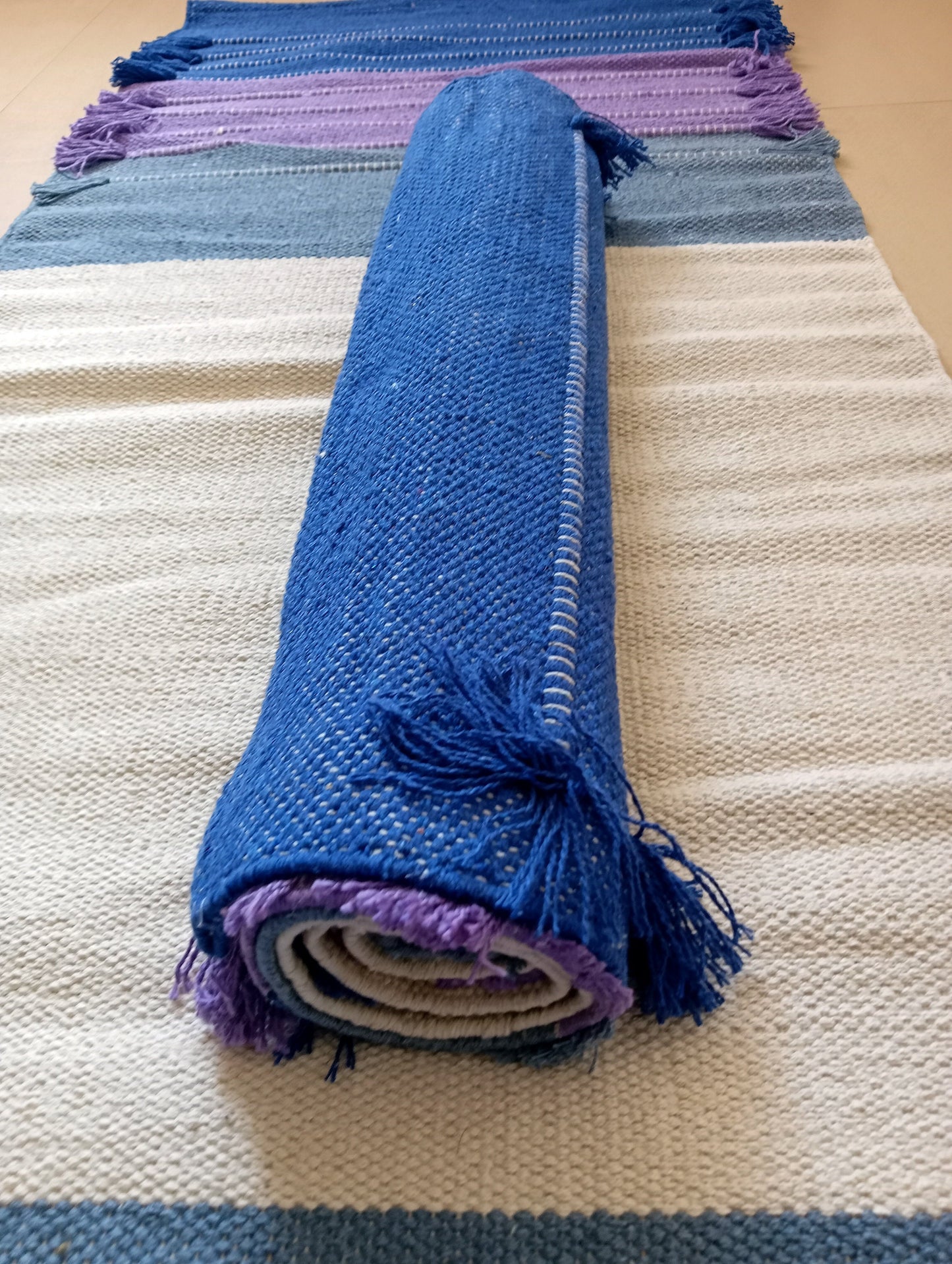 Esterilla de yoga de algodón orgánico tejida a mano – Antideslizante, 72x24