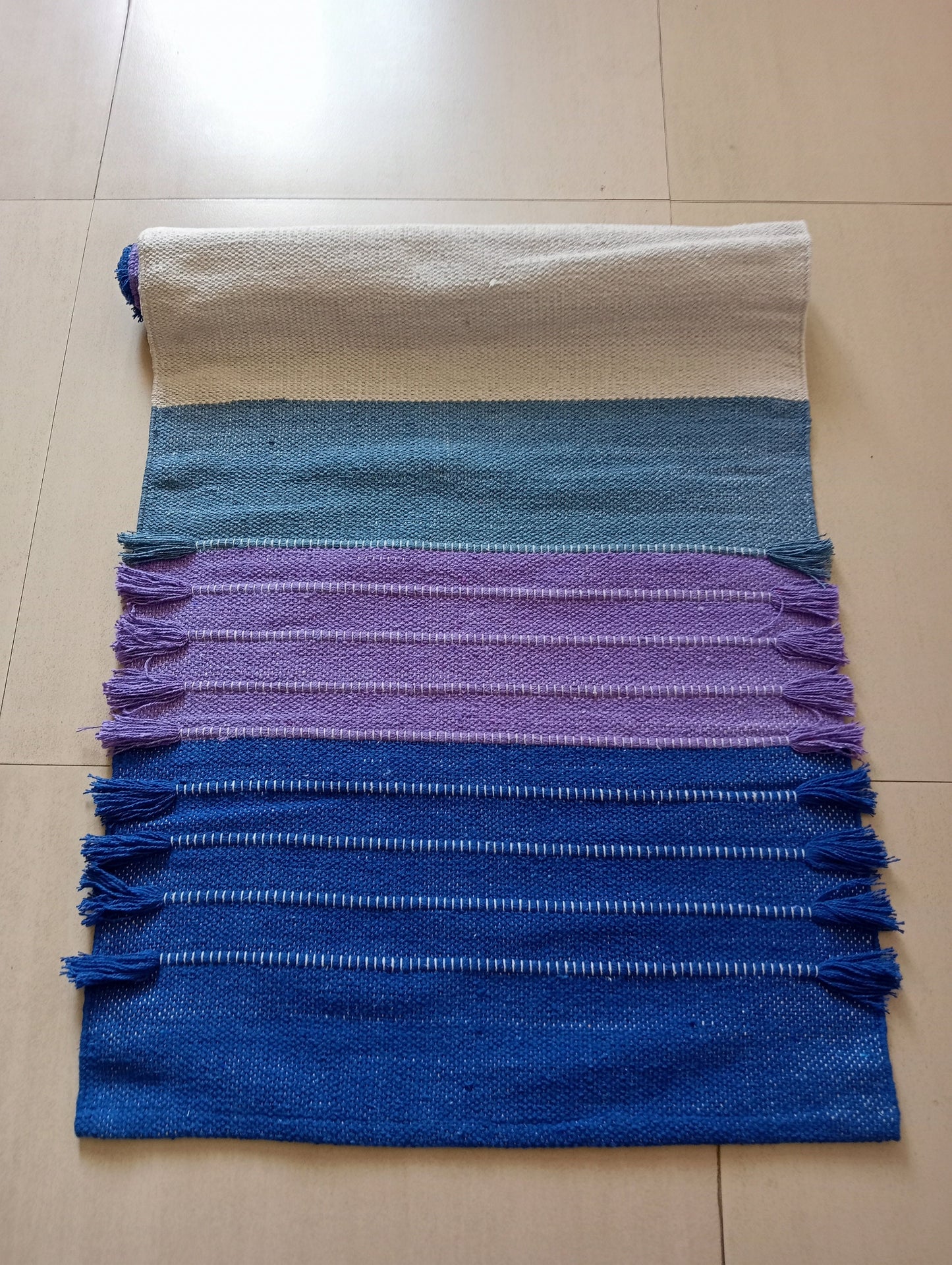 Esterilla de yoga de algodón orgánico tejida a mano – Antideslizante, 72x24