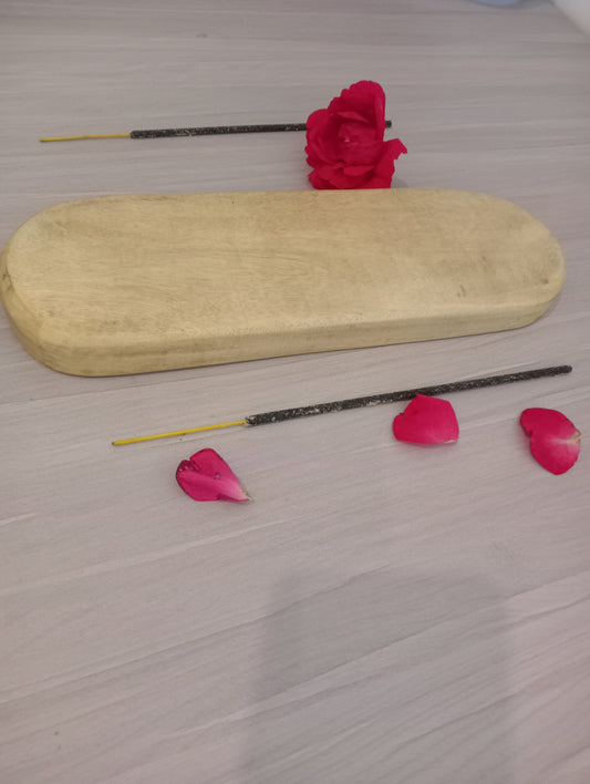 Artisan Incense Burner Holder, Eco-Friendly Wooden Tray for Sticks, Antique Finish Home Decor Gift