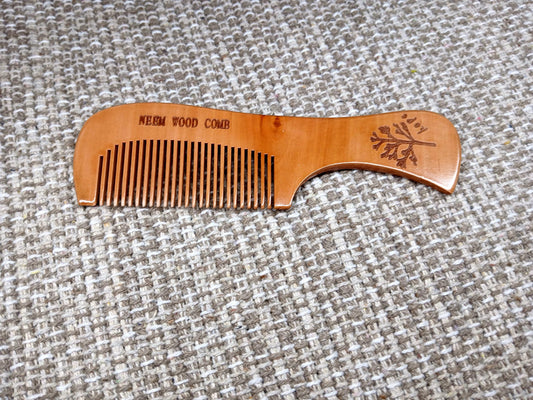 Neem Wood Hair Comb Brush, Indian Traditional Style, Curly/Wavy Hair Comb, Neem Wood Hair Massage Brush