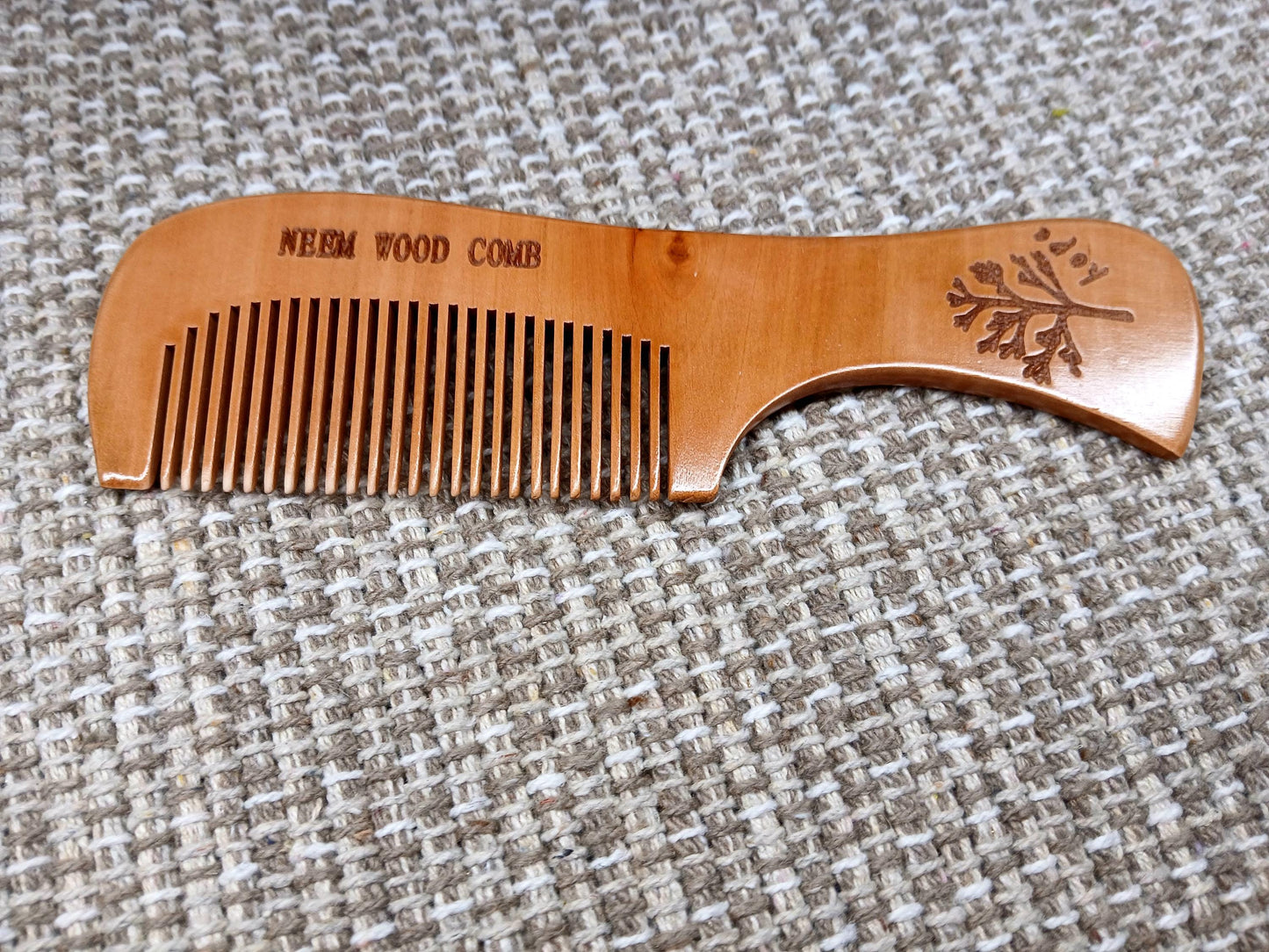 Neem Wood Hair Comb Brush, Indian Traditional Style, Curly/Wavy Hair Comb, Neem Wood Hair Massage Brush