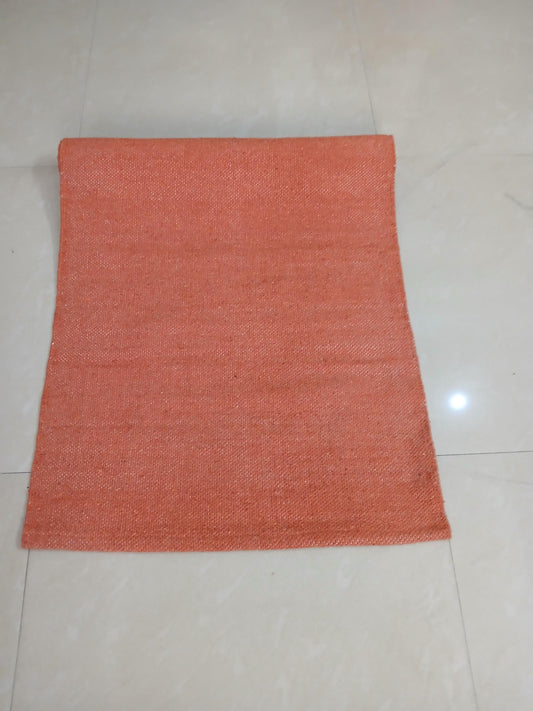 Rust Cotton Yoga Mat 24x72 | Organic Yoga Rug | Eco Friendly Meditation Mat | Non Slip Yoga Carpet | Boho Home Decor