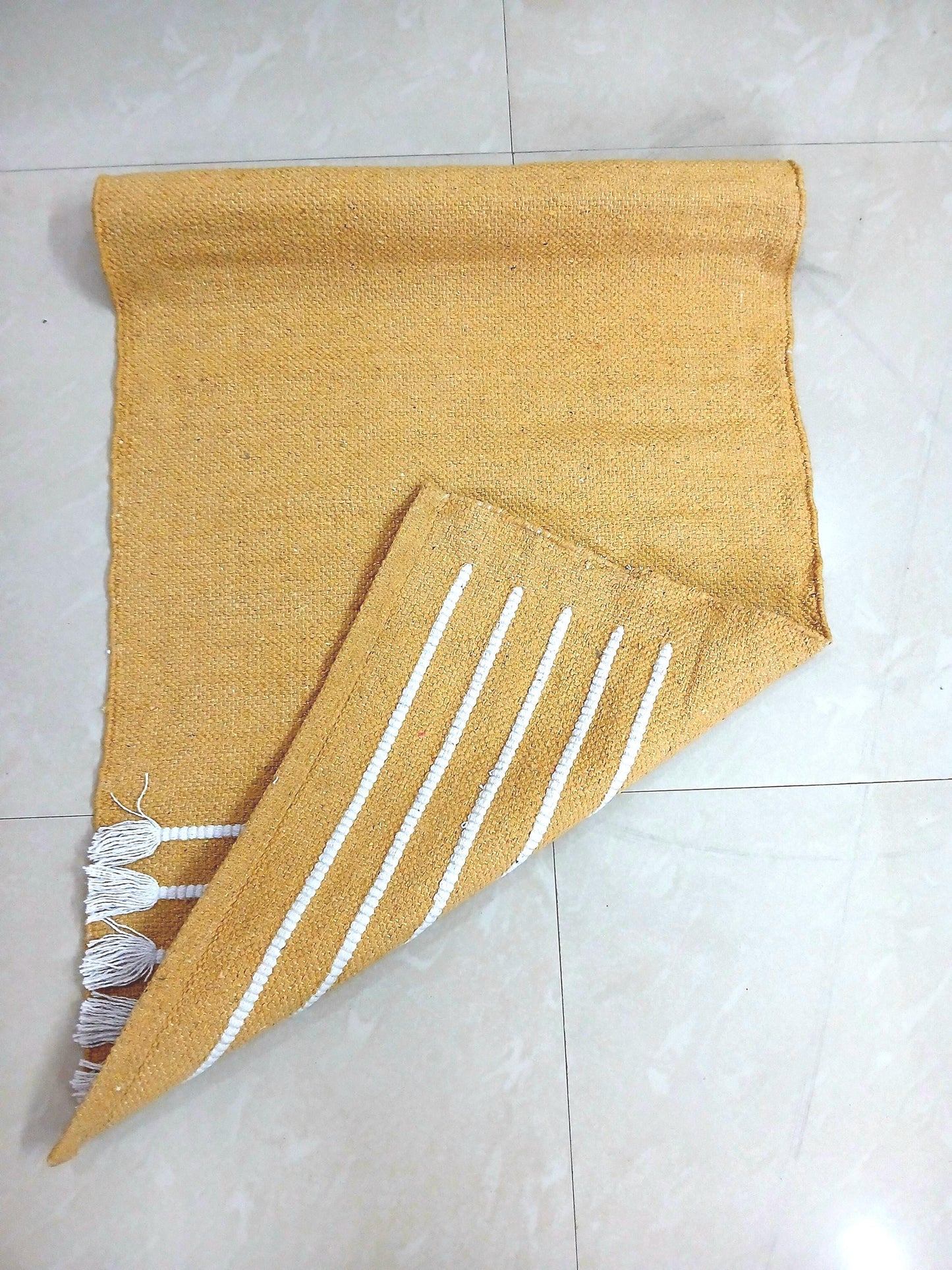 Esterilla de Yoga de Algodón Antideslizante 24x72 | Alfombra de Yoga Ecológica Transpirable | Esterilla de Meditación Lavable | Esterilla Natural para Práctica en Casa
