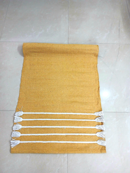 Non Slip Cotton Yoga Mat 24x72 | Breathable Eco Yoga Rug | Washable Meditation Mat | Natural Home Practice Mat