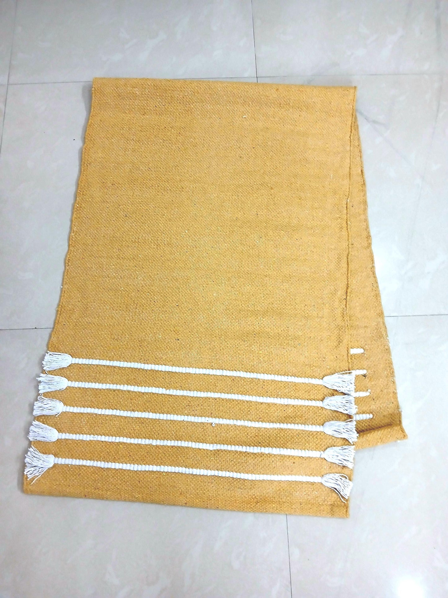 Esterilla de Yoga de Algodón Antideslizante 24x72 | Alfombra de Yoga Ecológica Transpirable | Esterilla de Meditación Lavable | Esterilla Natural para Práctica en Casa