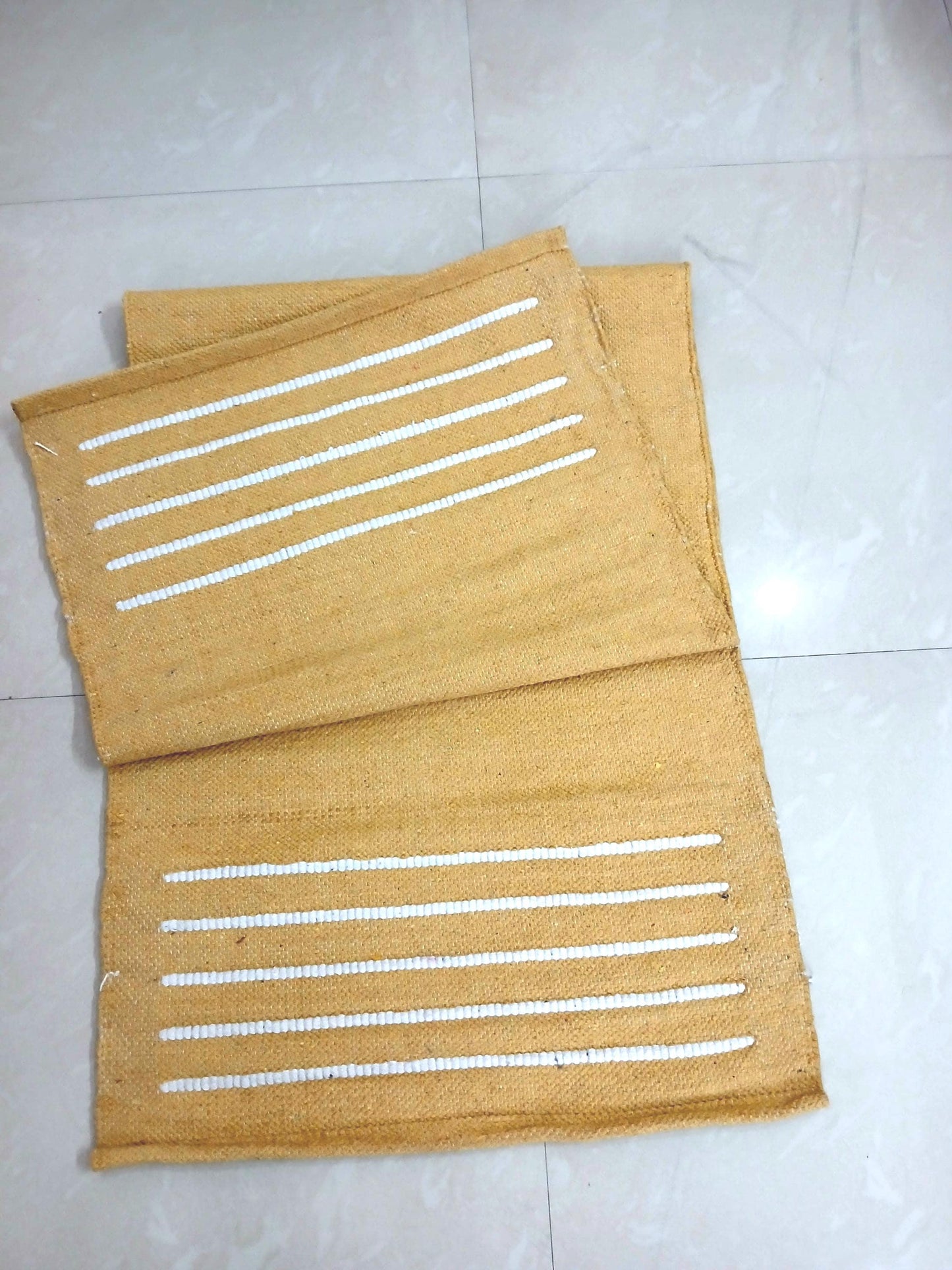Esterilla de Yoga de Algodón Antideslizante 24x72 | Alfombra de Yoga Ecológica Transpirable | Esterilla de Meditación Lavable | Esterilla Natural para Práctica en Casa