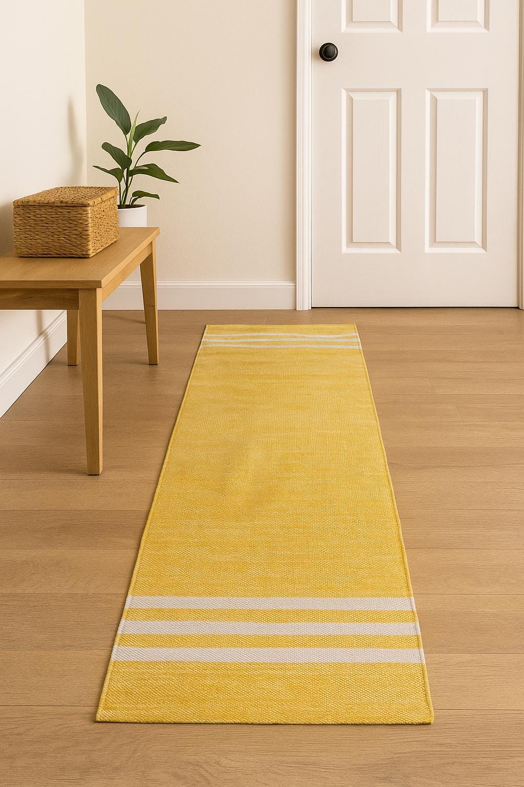 Esterilla de yoga de algodón orgánico de 24x72 | Alfombra de yoga ecológica | Esterilla de meditación lavable | Esterilla de yoga antideslizante | Esterilla de yoga amarilla