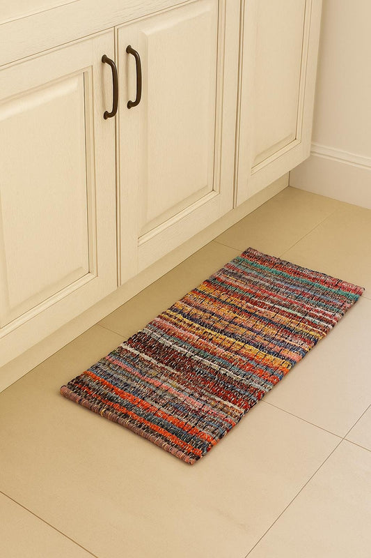Alfombra Chindi vibrante hecha a mano – Alfombra india tejida a mano y colorida para decoración bohemia chic