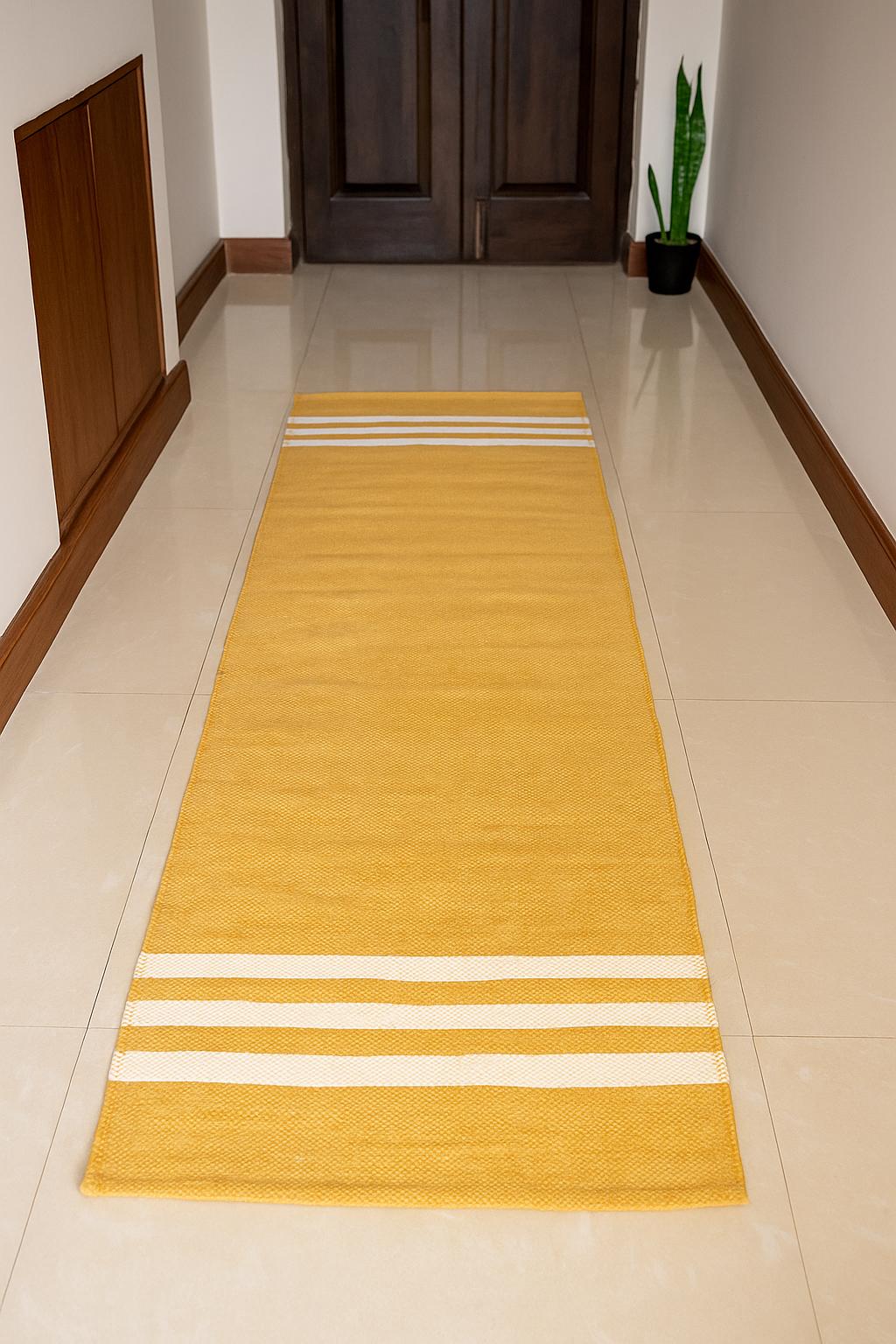 Esterilla de yoga de algodón orgánico de 24x72 | Alfombra de yoga ecológica | Esterilla de meditación lavable | Esterilla de yoga antideslizante | Esterilla de yoga amarilla