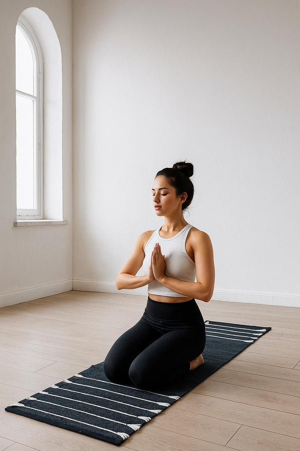 Organic Cotton Yoga Rug: Artisan-Made Anti-Skid Mat, Earth-Toned Design