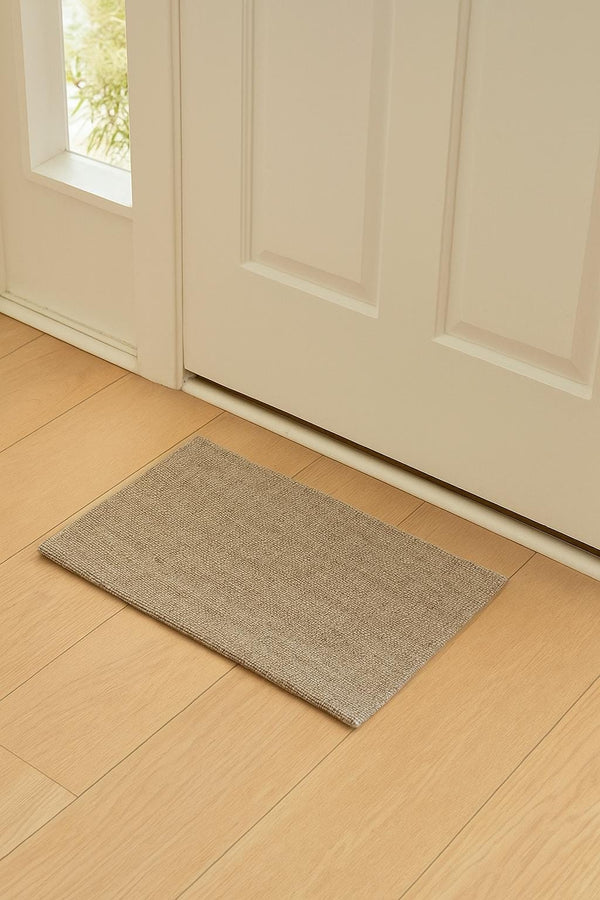 Kitchen Mat Hand-Woven Cotton 18x30 Inch Neutral Cream Artisan Floor Rug Cushioned Anti-Fatigue Washable Kitchen Runner