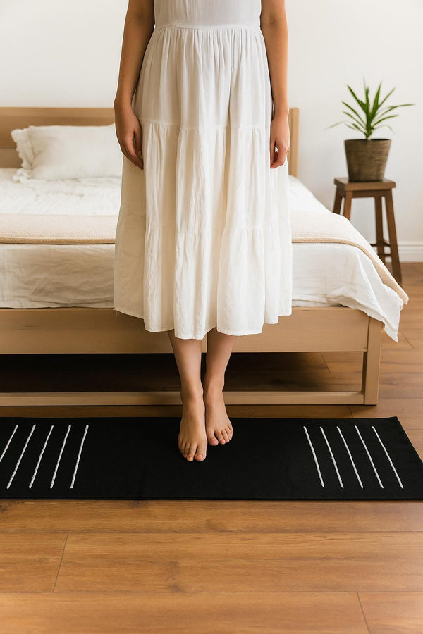 Indigo Cotton Yoga Mat 24x72 | Organic Yoga Rug | Meditation Floor Mat | Eco Friendly Non Slip Yoga Carpet | Boho Home Decor