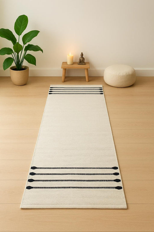 Organic Cotton Yoga Rug: Artisan-Made Anti-Skid Mat, Earth-Toned Design