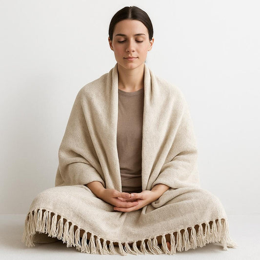 Manta de yoga de algodón orgánico 84x54 | Manta de meditación tejida a mano | Manta de yoga transpirable | Decoración del hogar bohemia ecológica
