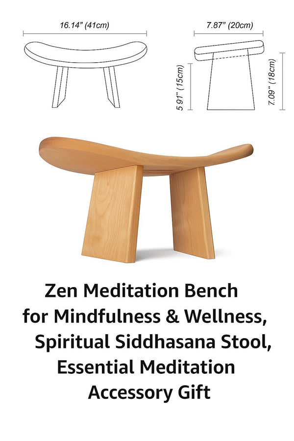 Zen Meditation Bench Wooden, Ergonomic Meditation Stool, Siddhasana Bench, Mindfulness Seat, Eco Friendly Yoga Bench