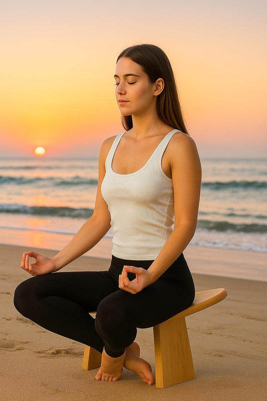 Banco de Meditación Zen de Madera, Taburete de Meditación Ergonómico, Banco Siddhasana, Asiento para Mindfulness, Banco de Yoga Ecológico