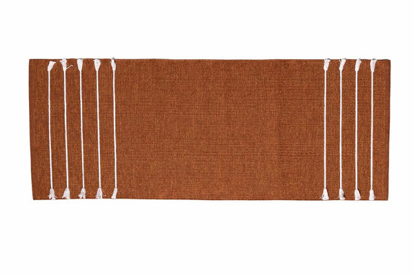 Rust Brown Cotton Yoga Mat 24x72 Inch, Handwoven Terracotta Yoga Rug, Eco Friendly Meditation Mat, Natural Yoga Carp