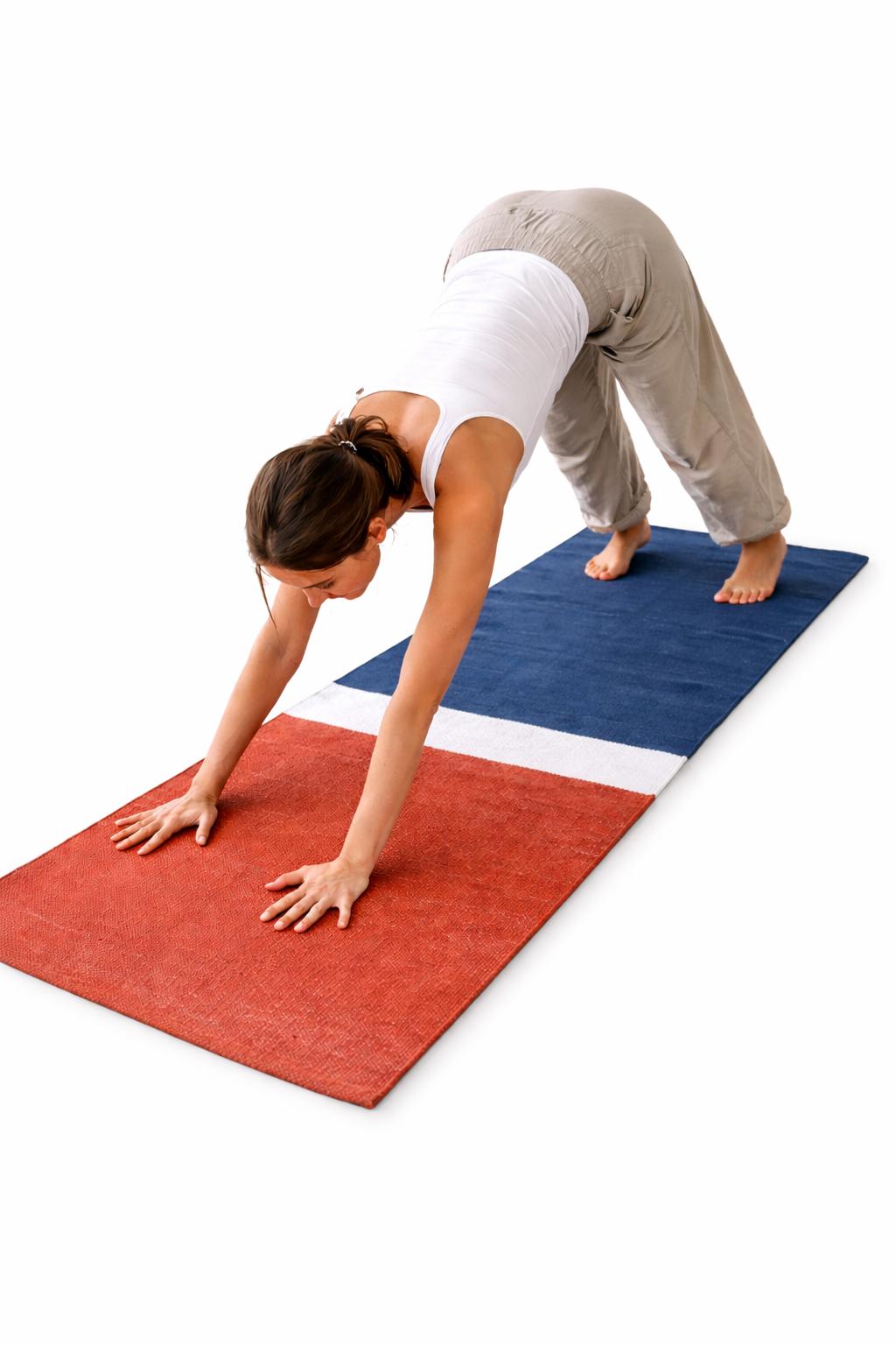 Washable Cotton Yoga Mat 24x72 Inch | Eco Friendly Breathable Yoga Rug | Lightweight Travel Meditation Mat