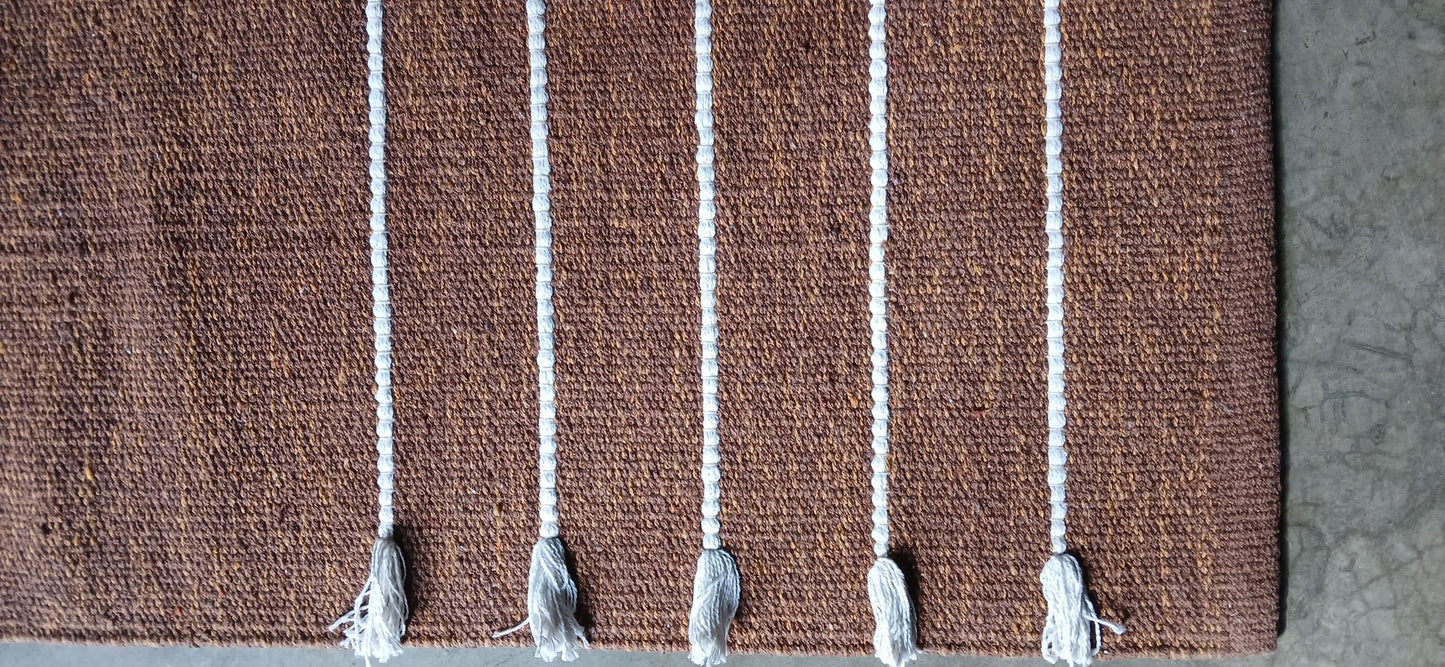 Esterilla de yoga de algodón marrón óxido de 24x72 pulgadas, alfombra de yoga de terracota tejida a mano, esterilla de meditación ecológica, alfombra de yoga natural